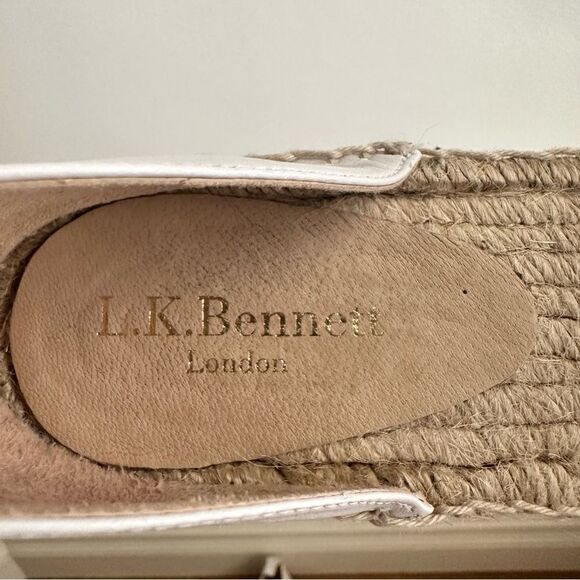 LK Bennett Tan and White Woven Multicolored Flat Espadrilles Size 39 - Picture 6 of 7